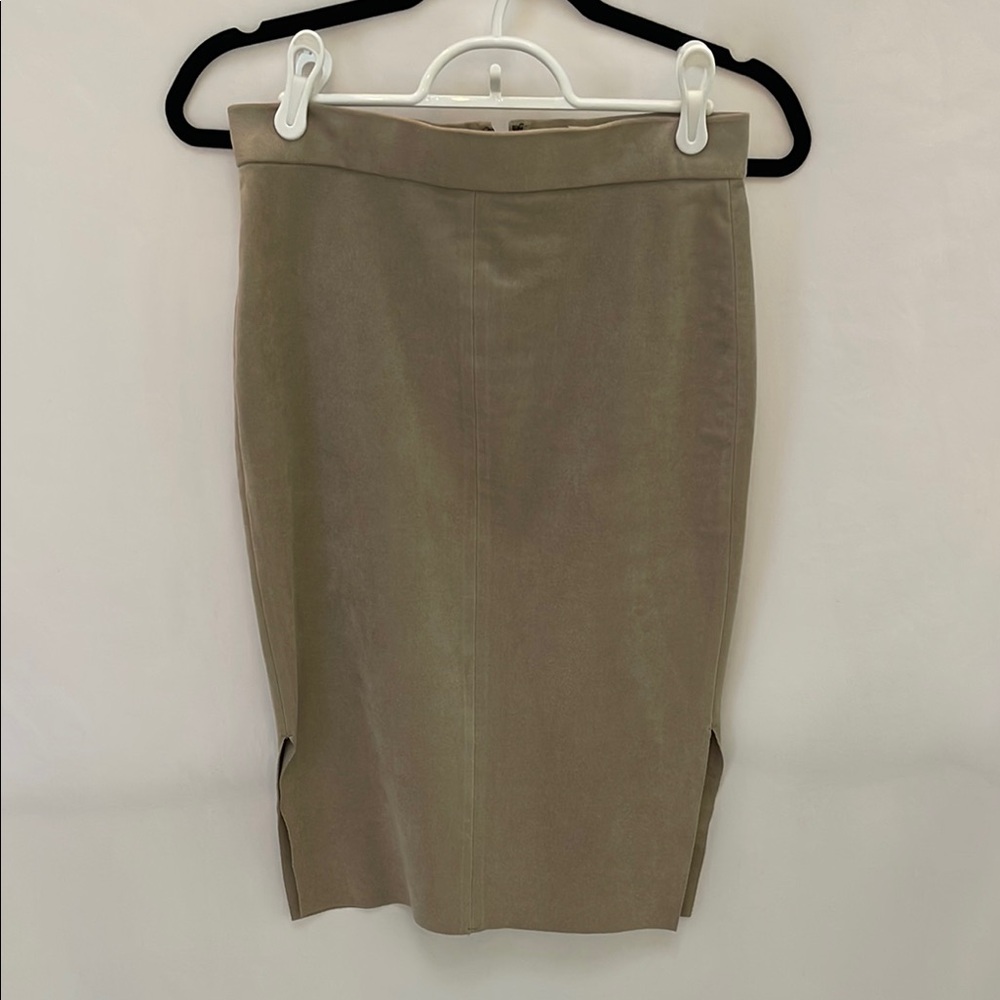 Wilfred Tan Faux Suede Pencil Skirt Knee-length Work Style